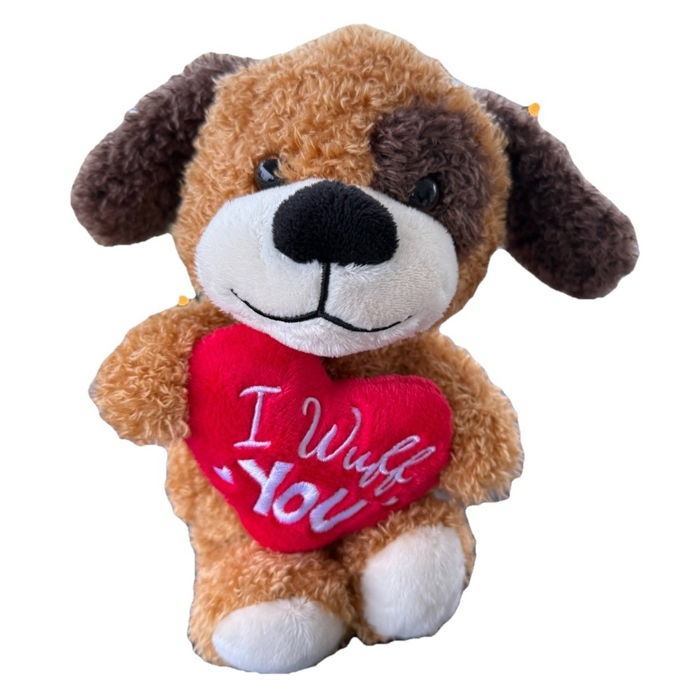 Walmart Puppy‎ Dog Plush Stuffed Animal "I Wuff You" Heart Brown Love